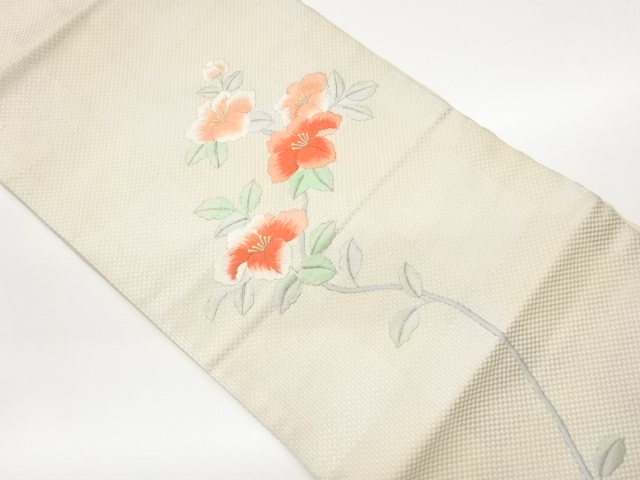 JAPANESE NAGOYA OBI / EMBROIDERY / FLOWER